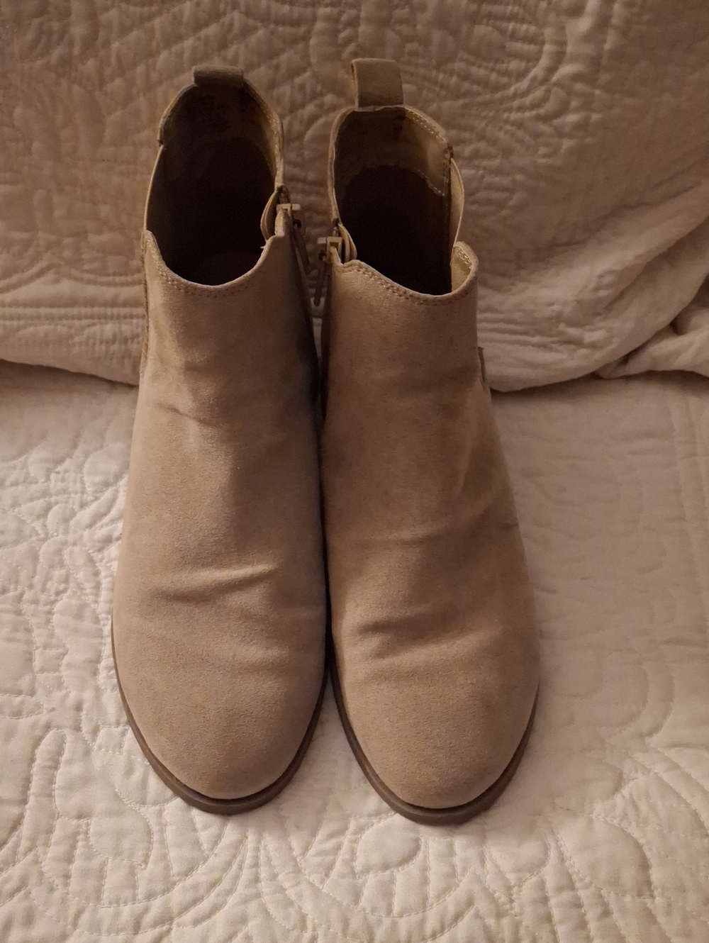 Time and Tru Taupe Suede Ankle Booties